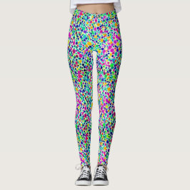 Legging Diversão Artesanal Colorido Confetes Pontos Aquare