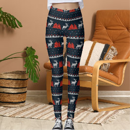 Legging Diversão Crossover de Halloween Rena de Natal Padr