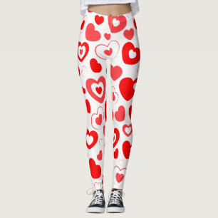 Legging Diversão de Design do Coração Feriado