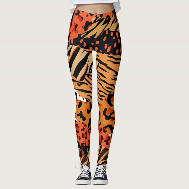 Legging Diversão de Impressões de animais selvagens africa (Frente)