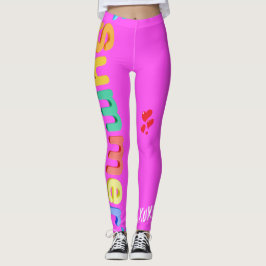Legging Diversão de Verão Rosa Quente