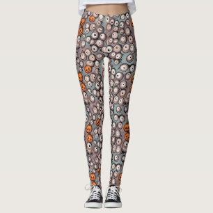 Legging Diversão Desenhos Únicos de Olhos de Monstro Cinza