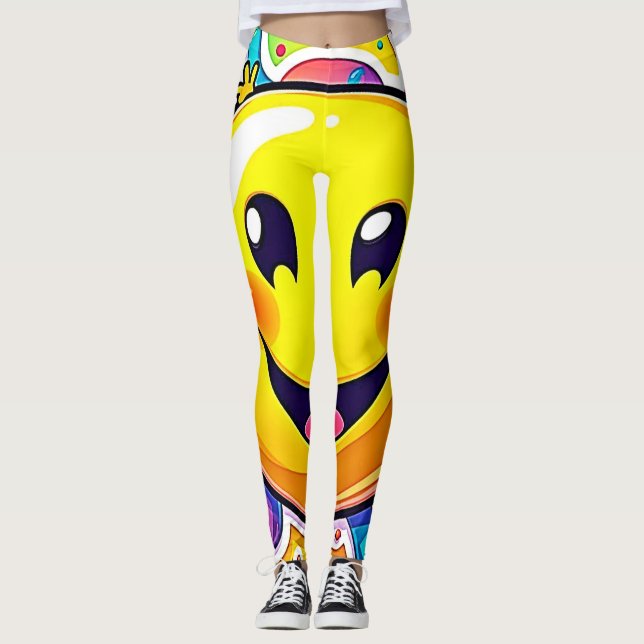 Legging Diversão Emoji Feliz Splashy (Frente)