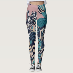 Legging Diversão Moderna Abstrata Listras de Zebra Preta S