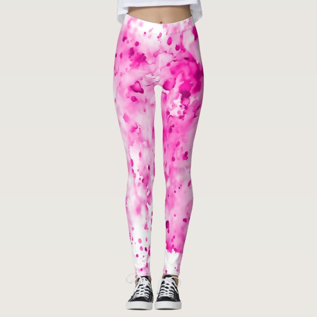 Legging Divertido, Bonito, Tinta Rosa Quente (Frente)