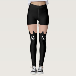 Legging Divertimento bonito da novidade da cara do gato