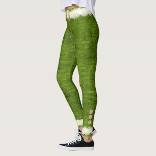 Legging Divertimento bonito do feriado do verde do traje
