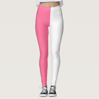 Legging Dividir Cor Branca Cor Dois Tonelados Rosa