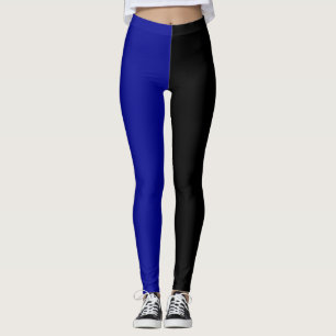 Legging Dividir Metade Cor Azul Preto Dois Tom