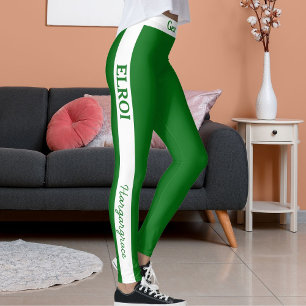 Legging DIY Elegante Base de Fé Versículo Bíblico em Verde