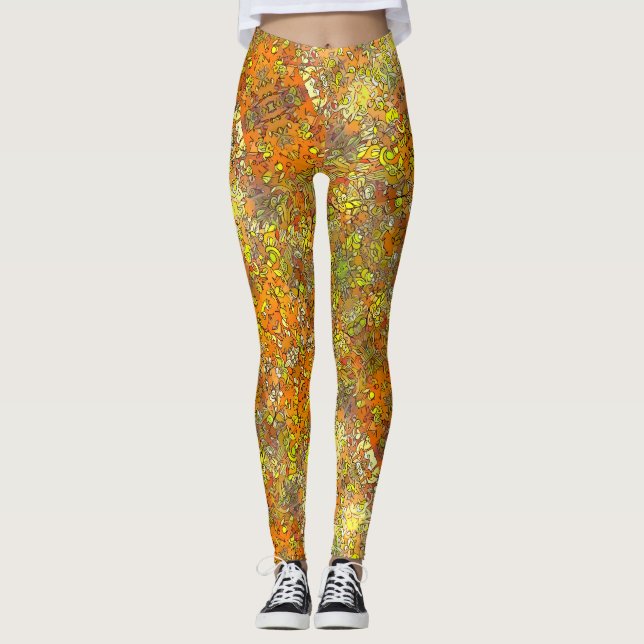 Legging Do "a floresta mel," imprime caneleiras florais (Frente)