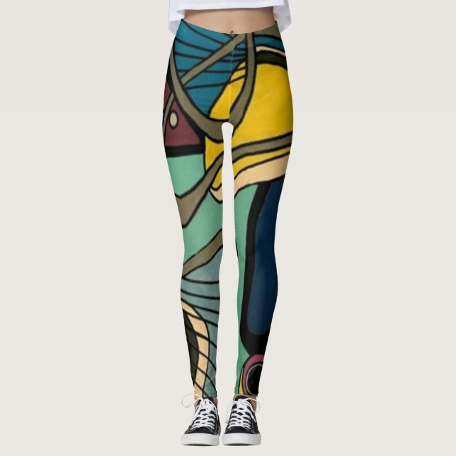 Legging Do "pintura aquática abstrata moderna meio século" (Frente)