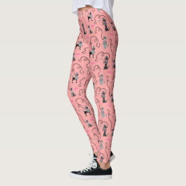 Legging Do preto cor-de-rosa retro da modificação do 50 da