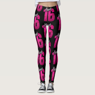 Legging Doce 16" do preto e do rosa "caneleiras