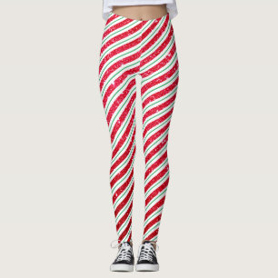 Legging Doce Cane de Açúcar Brilho Padrão Listrado Natal