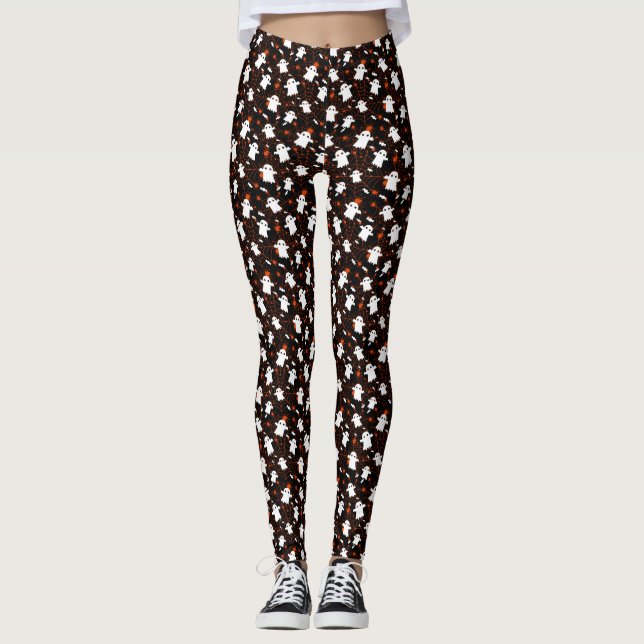 Legging Doce das Aranhas Fantasmas de Halloween Spooky (Frente)