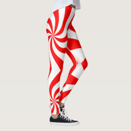 Legging doce espiralado vermelho e branco