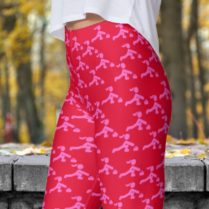 Legging Doce Vermelho e Rosa Divertido Padrões de Curling