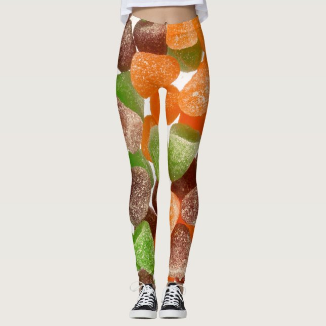 Legging Doces vermelhos cor-de-laranja esfregados com açúc (Frente)