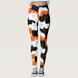 Legging Doçura ou travessura dos gatos do traje do Dia da