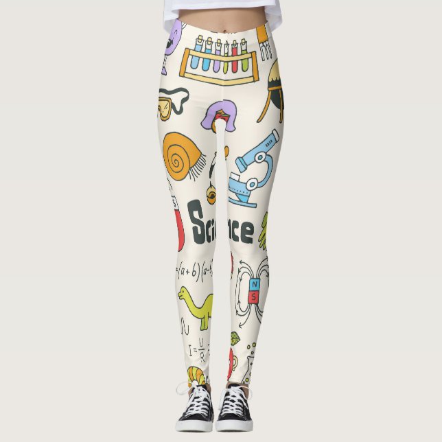 Legging Dodles Científicos: Conjunto Escolar Desenho À Mão (Frente)