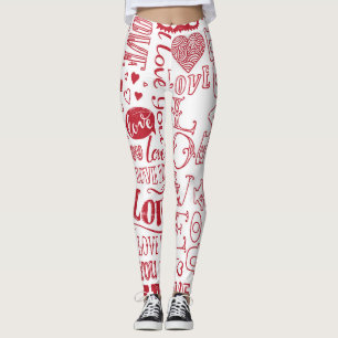 Legging Dodles de amor feitos à mão, um padrão encantador.