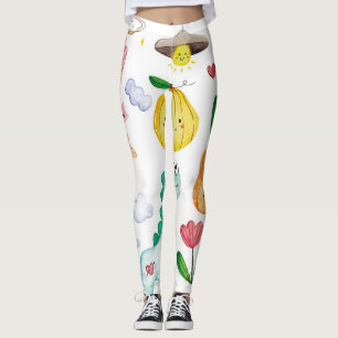 Legging Dodles de aquarela Kawaii, pronto para autocolante