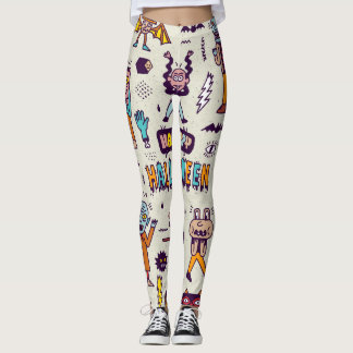 Legging Dodles de Halloween, desenho de desenho animado.