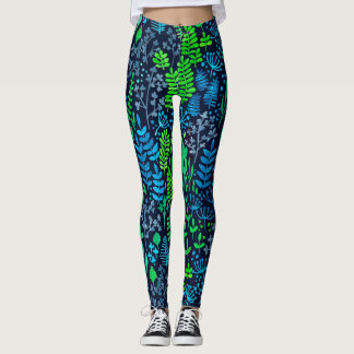 Legging Dodores florais de aquarela fundo escuro