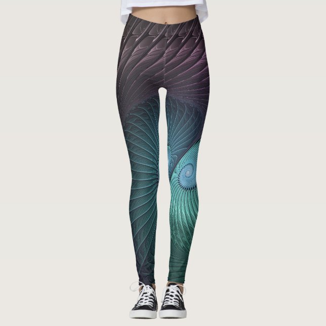 Legging Dois Espirais Coloridos Arte Fractal Moderna Abstr (Frente)