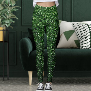 Legging Dom de Padrão de Brilhante Verde Moderno