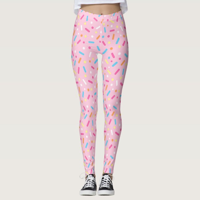 Legging Donut com Glacê Rosa Fofo e Confeitos (Frente)