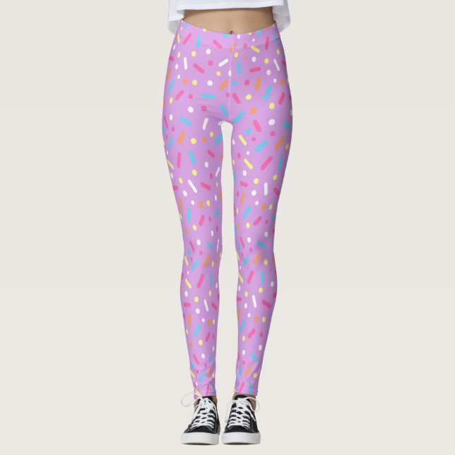 Legging Donut com Glacê Roxo Fofo e Confeitos (Frente)