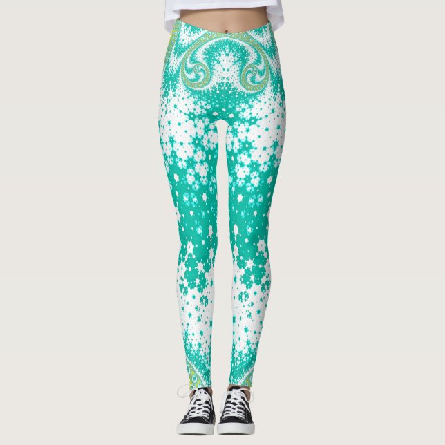 Legging DORMIR DOCE ~ Coxas amarelas do mar aquático (Frente)