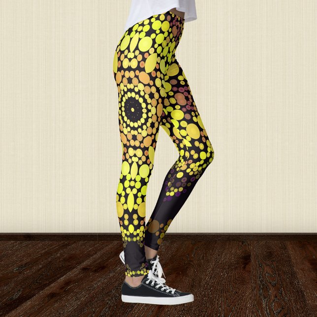 Legging Dot Mandala Flor Amarelo Puro e Preto (Criador carregado)