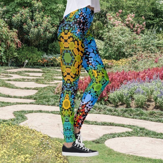 Legging Dot Mandala Flor Azul Amarelo e Verde (Criador carregado)