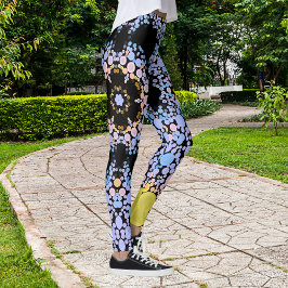 Legging Dot Mandala Flor Azul e Amarelo