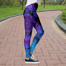 Legging Dot Mandala Flor Azul e Roxo