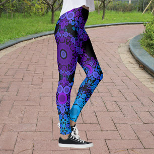 Legging Dot Mandala Flor Azul e Roxo