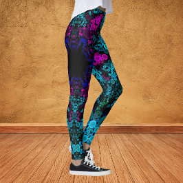 Legging Dot Mandala Flor Azul Verde e Rosa