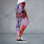 Legging Dot Mandala Flor Azul Vermelho e Rosa<br><div class="desc">Esta manivala apresenta azul,  vermelha e rosa e foi inspirada por mandalas de pontos de tinta. Padrões geométricos triviais para o hippie moderno!</div>