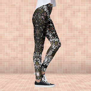 Legging Dot Mandala Flor Castanho e Branco