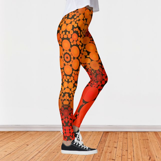 Legging Dot Mandala Flor Laranja e Preto (Criador carregado)