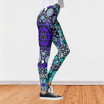 Legging Dot Mandala Flor Puro Azul e Branco<br><div class="desc">Esta manivala apresenta púrpura,  azul e branca e foi inspirada por mandalas de pontos de tinta. Padrões geométricos triviais para o hippie moderno!</div>