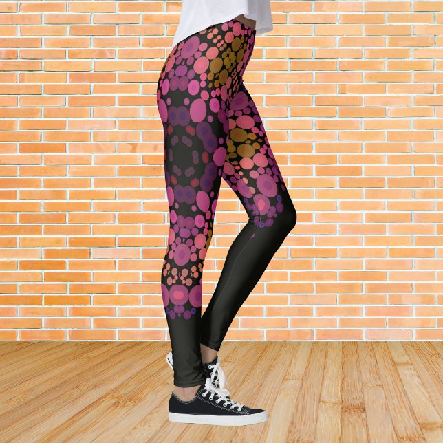 Legging Dot Mandala Flor Rosa Amarelo e Preto (Criador carregado)