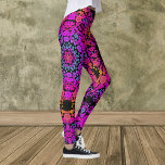 Legging Dot Mandala Flor Rosa Azul e Laranja<br><div class="desc">Esta manivela possui cor-de-rosa,  azul e laranja e foi inspirada por mandalas de pontos de tinta. Padrões geométricos triviais para o hippie moderno!</div>