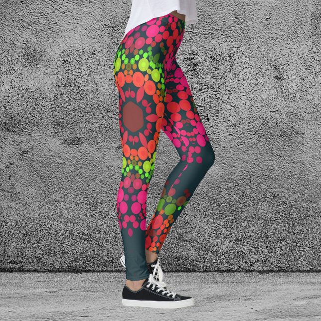 Legging Dot Mandala Flor Rosa Verde e Laranja (Criador carregado)
