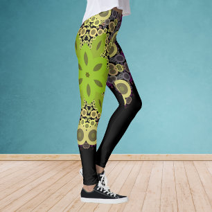 Legging Dot Mandala Flor Verde Amarelo e Puro