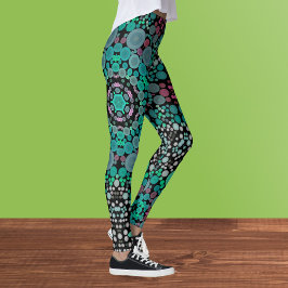 Legging Dot Mandala Flor Verde Azul e Vermelho