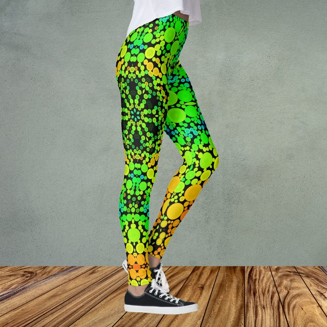 Legging Dot Mandala Flor Verde Laranja e Amarelo (Criador carregado)